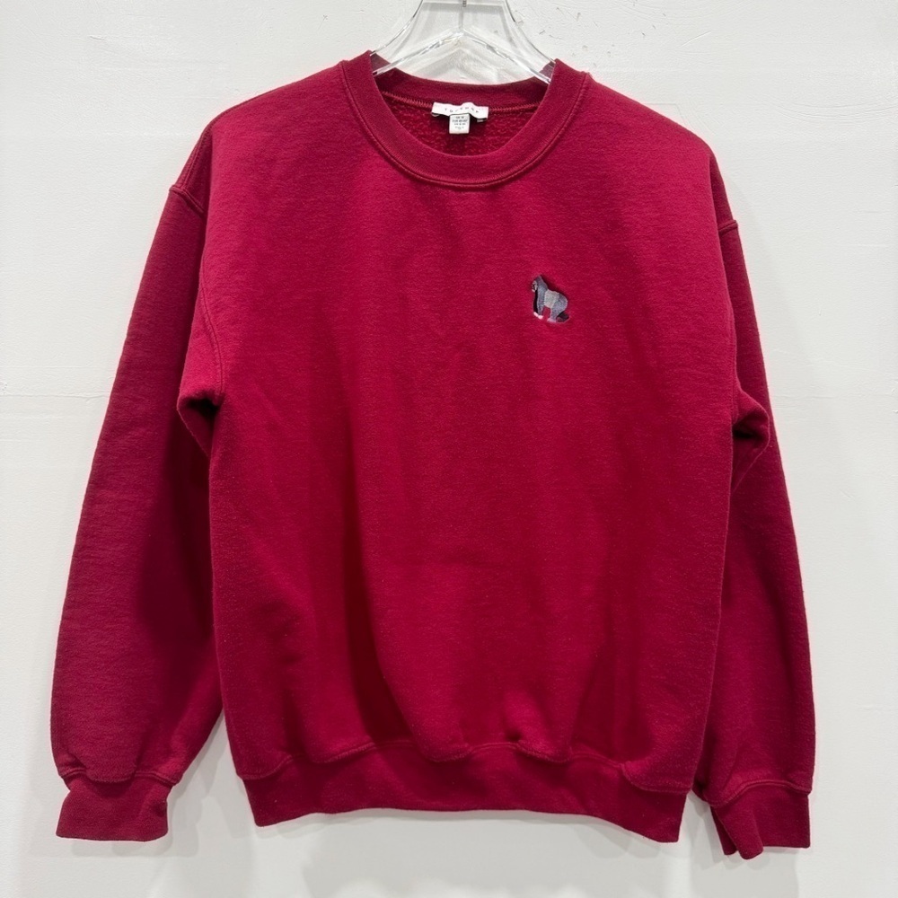 Topshop Red Sweatshirt Size 8-10 Embroidered Silverback Gorilla
